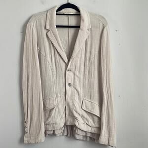 Sundance 100% slub cotton two button ruffle lagenlook unstructured blazer sz 10